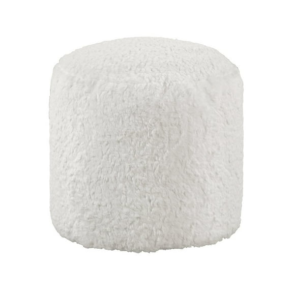 Lexicon Nice Fur Fabric Pouf in Off White