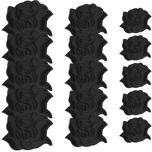 SHOWERORO 15 Pcs Patch de Broderie pour Réparation de Vêtements Noir Polyester Décoratif pour Sacs à Dos
