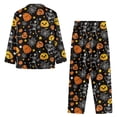 thumbnail image 4 of Kuiaobaty Pumpkin Skull Print Pajamas Set Women's Long Sleeve Sleepwear Set Halloween Pajamas Set Crewneck Tops T-Shirts and Pants 2 Pack Set Nightwear Soft Loungewear Full Length Pajamas, M, 4 of 7