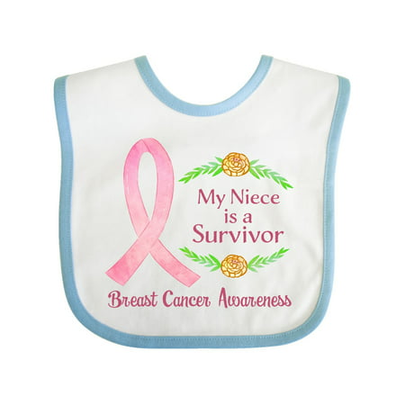

Inktastic My Niece is a Survivor Breast Cancer Awareness Gift Baby Boy or Baby Girl Bib