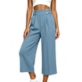 thumbnail image 2 of Noric Women's High Waist Wide Leg Capri Pants with Button Casual Loose Fit Summer Dressy Trousers, 2 of 8