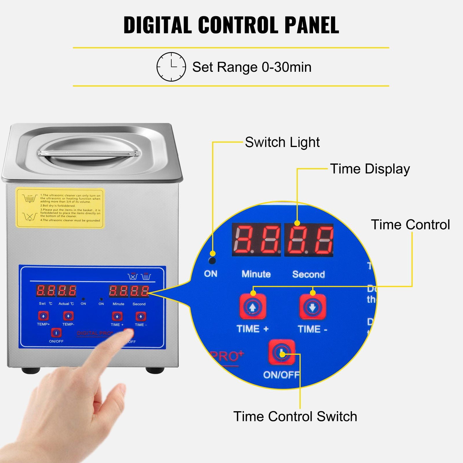 Sonic Cleaner 2L Digital Ultrasonic Jewelry Watch Glasses Diamond Eyeglass Small Parts Cleaner 40kHz 304 Stainless Steel 110V with Timer