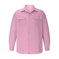 thumbnail image 4 of Txeol Men's Long Sleeve Shirts Casual Button Down Lightweight Shirt Cargo Jackets Solid Color Work Tops with 2 Pockets,Pink,XL, 4 of 5