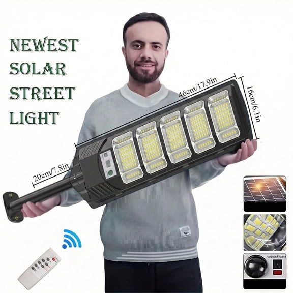 GMOX 2026 Upgraded 5-Section LED Solar Street Lights Outdoor Waterproof with Motion Sensor,  Three Sided Luminescence, Remote Control