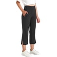 thumbnail image 2 of Maqroz Girls Flare Capri Pants High Waisted Stretchy Yoga Split Hem Summer Athletic Gym Trousers with Pockets Back to School pants 6-15 Years, 2 of 8