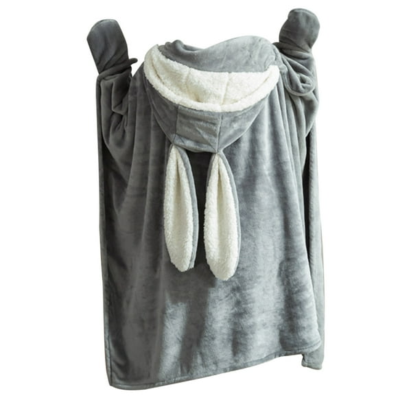 Manta Suave Y Cálida,Manta Con Capucha Poliéster Usable Manta De Felpa De Poliéster Usable Orejas De Conejo Manta Con Capucha Salida De Alta Intensidad