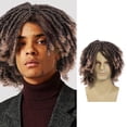 thumbnail image 3 of Perruque Courte pour Femmes et Hommes, Perruque Afro Bouclée Synthétique (Noir à Marron), 3 of 7
