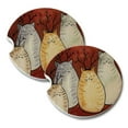thumbnail image 1 of KuzmarK Sandstone Car Drink Coaster (set of 2) - Four Reindeer Tabby Chunky Kitties Christmas Cat Art by Denise Every, 1 of 1