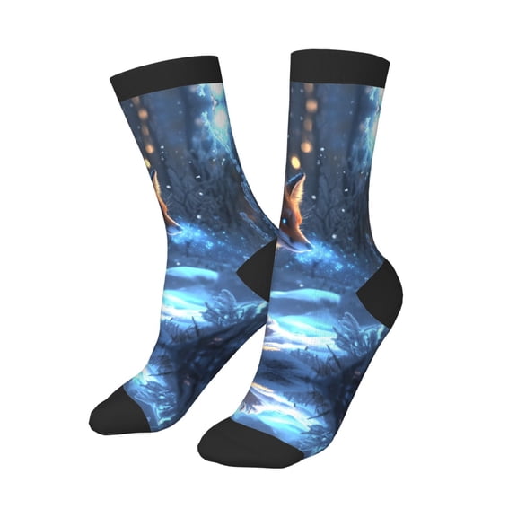 Kids Girls Boys Socks - Glowing Winter Arctic Fox a Comfort Breathable Crew Socks for Boys Girls Kids, Soft Athletic Running Socks for Boys Socks 6-10 Years Old
