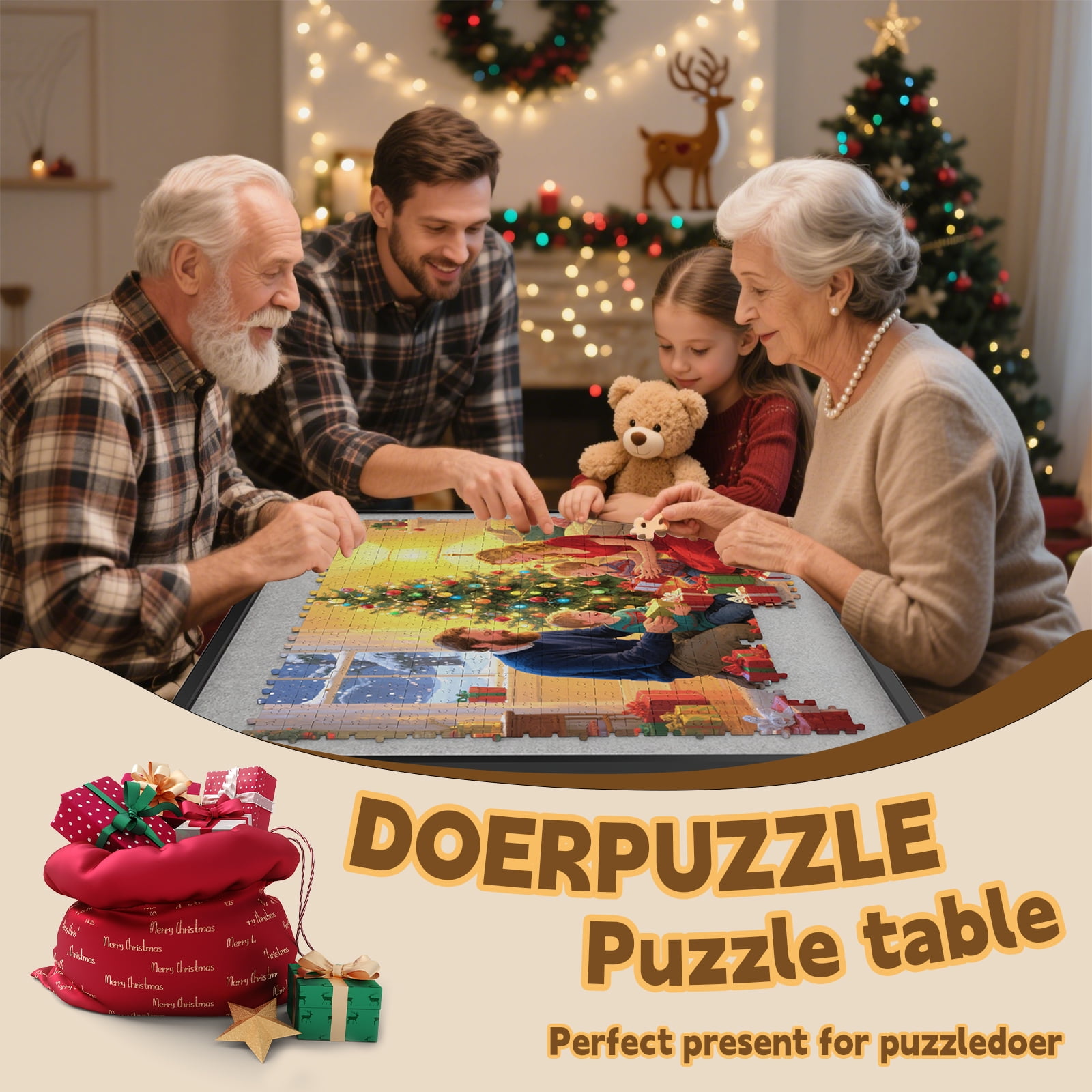 Puzzle Board for Adults,  Foldable Jigsaw Puzzle Table with Drawers, Metal & Plastic Frame, H-Shaped Legs, 1500 Pieces