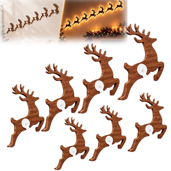 Reindeer Wall Decorations, 3D Wooden Christmas Decorations, Warm Backlit Peel & Stick Entryway Glow for Living Room, Bedroom