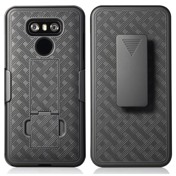 Case with Clip for LG G6 Nakedcellphone Black Kickstand Cover and