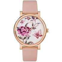 Timex Women's Full Bloom 38mm Watch – Floral Dial with Rose Gold-Tone Case & Pink Genuine Leather Strap