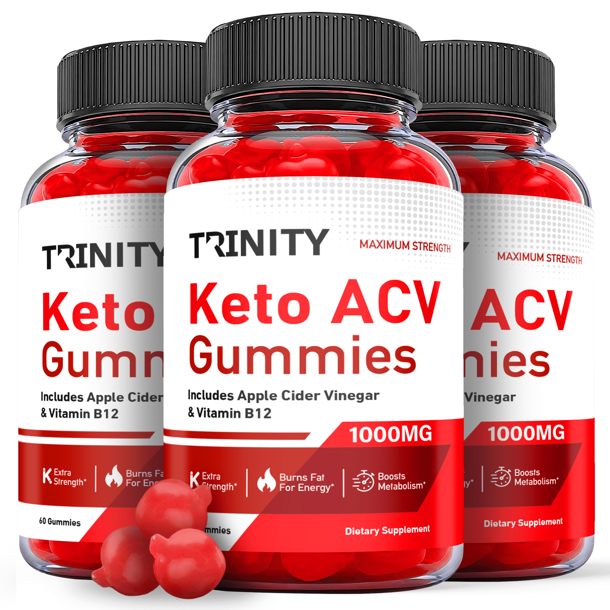 (3 Pack) Trinity Keto ACV Gummies - Supplement for Weight Loss - Energy & Focus Boosting Dietary Supplements for Weight Management & Metabolism - Fat Burn - 180 Gummies