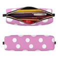 thumbnail image 2 of Rateoe Purple And White Polka Dot Print Leather Pencil Case with Smooth Zipper, Compact Storage for Writing Tools & Art Supplies, 8.26" x 1.96" x 2.16", 2 of 7