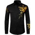 thumbnail image 1 of Camisas hawaianas de manga larga, camisas con flores doradas, camisas de moda para hombre, blusas casuales de playa, camisas de negocios, ropa para hombre con botones, 1 of 6