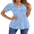 thumbnail image 2 of CHOK Blouses pour Femmes Tunique Plissée à Manches Courtes Hauts Habillés Décontractés Chemises d'Été, 2 of 7