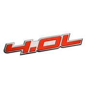 4.0L Liter Embossed RED on Highly Polished Silver Real Aluminum Auto Emblem Badge Nameplate for Chrysler Pacifica Town & and Country Ford Ranger Explorer Mustang Jeep Grand Cherokee Wrangler
