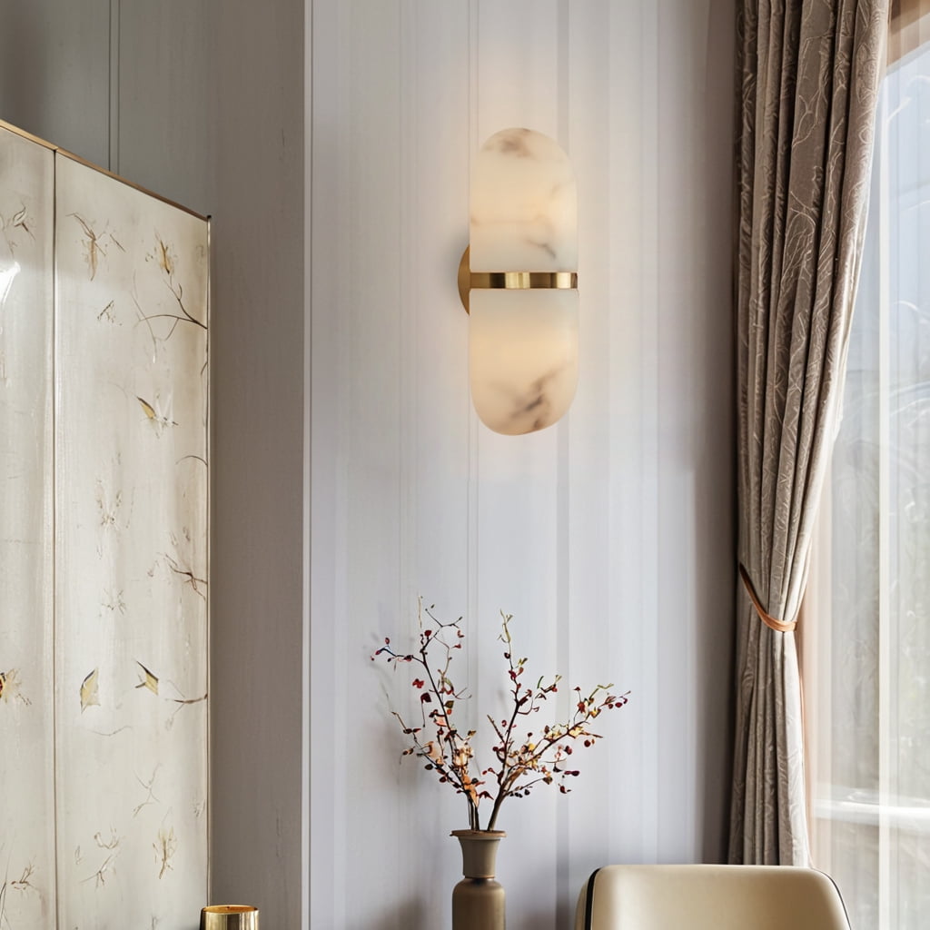 Sturdy Pill Antique Brass Resin Vanity Light, Hand-polished Wall Light, Wall-Mounted Sconce with Soft Shine, Indoor Sconce beside Mirror, for Living Room, Dining Room, Entryway, Bedroom, Hallway