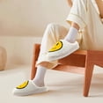 thumbnail image 3 of Retro Smile Face Slippers for Women Men Cute Soft Plush House Slippers Indoor Outdoor Warm Lightweight Fuzzy Slides, 3 of 5