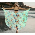 thumbnail image 4 of LA LEELA Women's Sheer Chiffon Bikini Wrap Bathing Suit Sarong Swimwear Cover ups Beach Wraps for Women Pareo One Size Varicolored, Leaves, 4 of 5