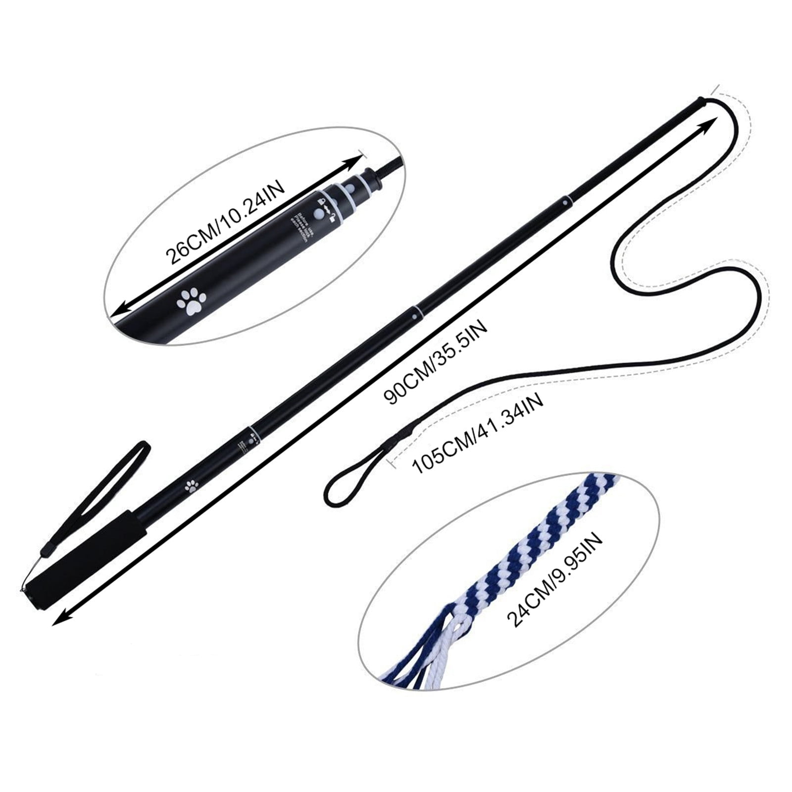 Interactive Cat Toy Retractable Teaser Wand with Braided Rope Tug Toy Flexible Exercise Stick for Indoor Cat Kitten Small Pet Boredom Relief and Training