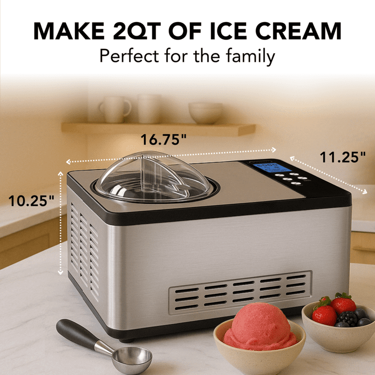 Whynter Electric Ice Cream Machine, 2.1 Quart, Compressor