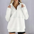 thumbnail image 2 of RYRJJ Women's Half Zip Oversized Sweatshirts Fleece Stand Collar Long Sleeve Thumb Hole Pullover Hoodie Fall Workout Jacket with Pocket(White,S), 2 of 7
