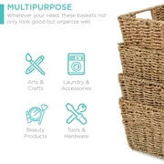 Best Choice Products Set of 4 Multipurpose Stackable Seagrass Storage Laundry Organizer Baskets w/ Handles - Natural