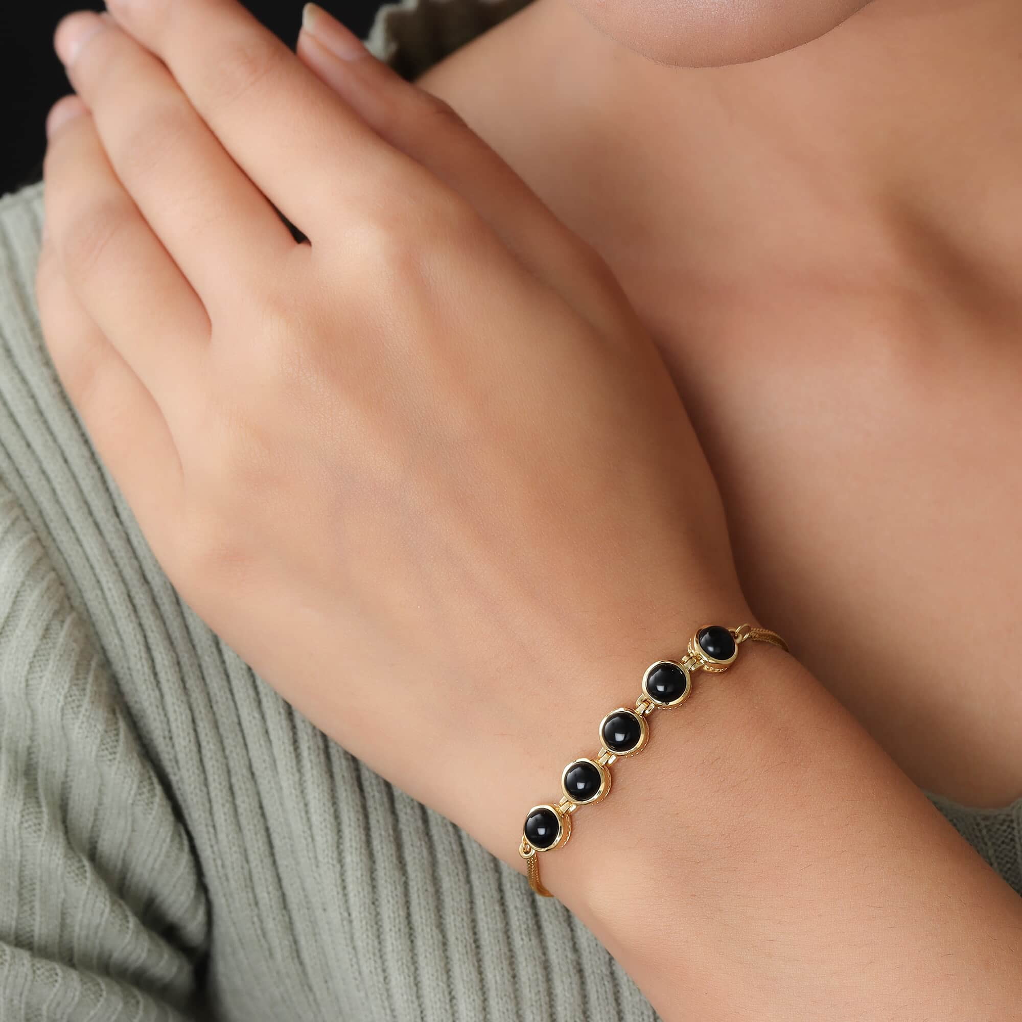 Black Sulemani Hakik / Banded Agate Onyx Bracelet 8 mm Beads Natural C