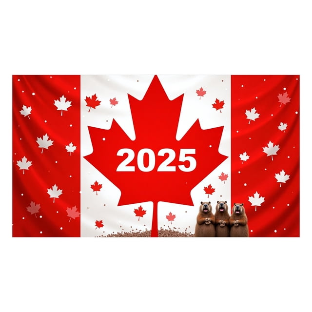 Decoraciones Del Día De Canadá Feliz Día De Canadá Bandera Para Garaje Del Día De Canadá 2025 70 X 157 Pulgadas