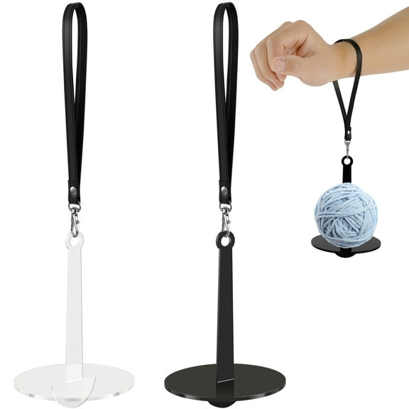 2Pcs Wrist Yarn Holder Portable Wooden Yarn Holder Crochet Wrist Holder String Dispenser with Wrist Strap Prevents Yarn Tangling and Misalignment