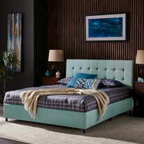 Weston Home Sophia Linen Tufted Queen Platform Bed, Blue