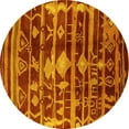 thumbnail image 1 of Ahgly Company Indoor Round Oriental Yellow Industrial Area Rugs, 5' Round, 1 of 4