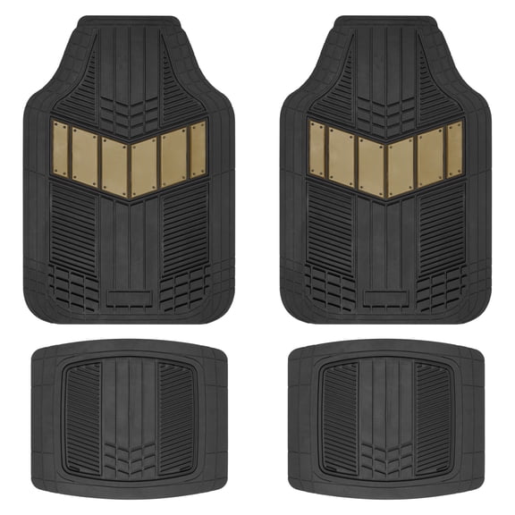 Motor Trend Heavy Duty Beige 2-Tone Mats 4pc Rubber Floor Mats