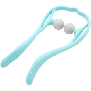 Jinsinto Balles manuelles de masseur de cou, dos manuel de cou portatif et deux boules de massage de masser le bâton (bleu-vert)