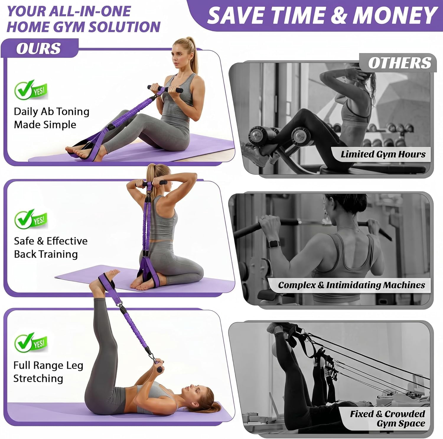 Upgraded Pedal Resistance Band with Handle, Adjustable 30-60LBS Exercise Bands for Home Gym, Sit Up Equipment for Full Body Workout, Core, Abs, Legs, Arms - Portable Workout Equipment for Women & Men