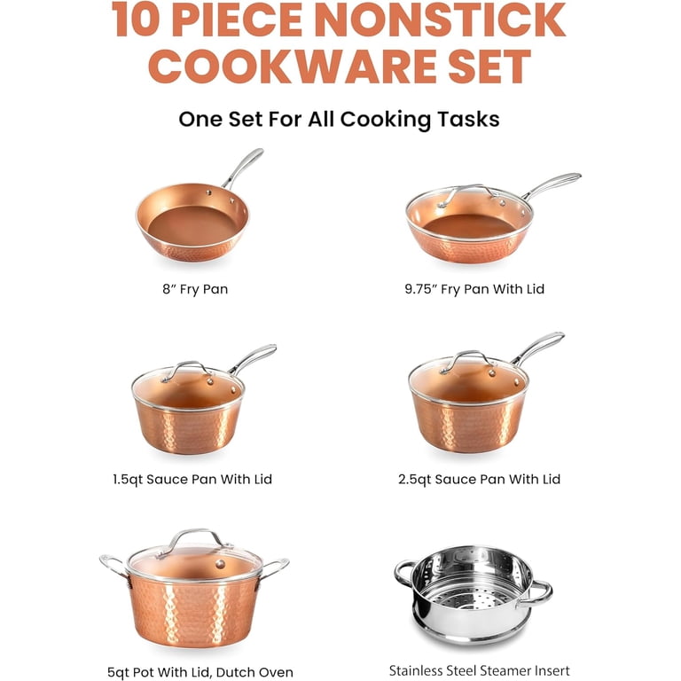 Gotham Steel Hammered 10-Piece Nonstick Ceramic Cookware Set photo 6