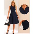 thumbnail image 2 of Unique Bargains Work Office Dress for Women's Belted V Neck Sleeveless Dresses XS Navy Blue, 2 of 6
