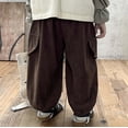 thumbnail image 5 of Tiijoy Girls Wide Leg Ribbed Cargo Pants Casual Joggers Kids Baggy Trousers, Sizes 6-7, 5 of 5