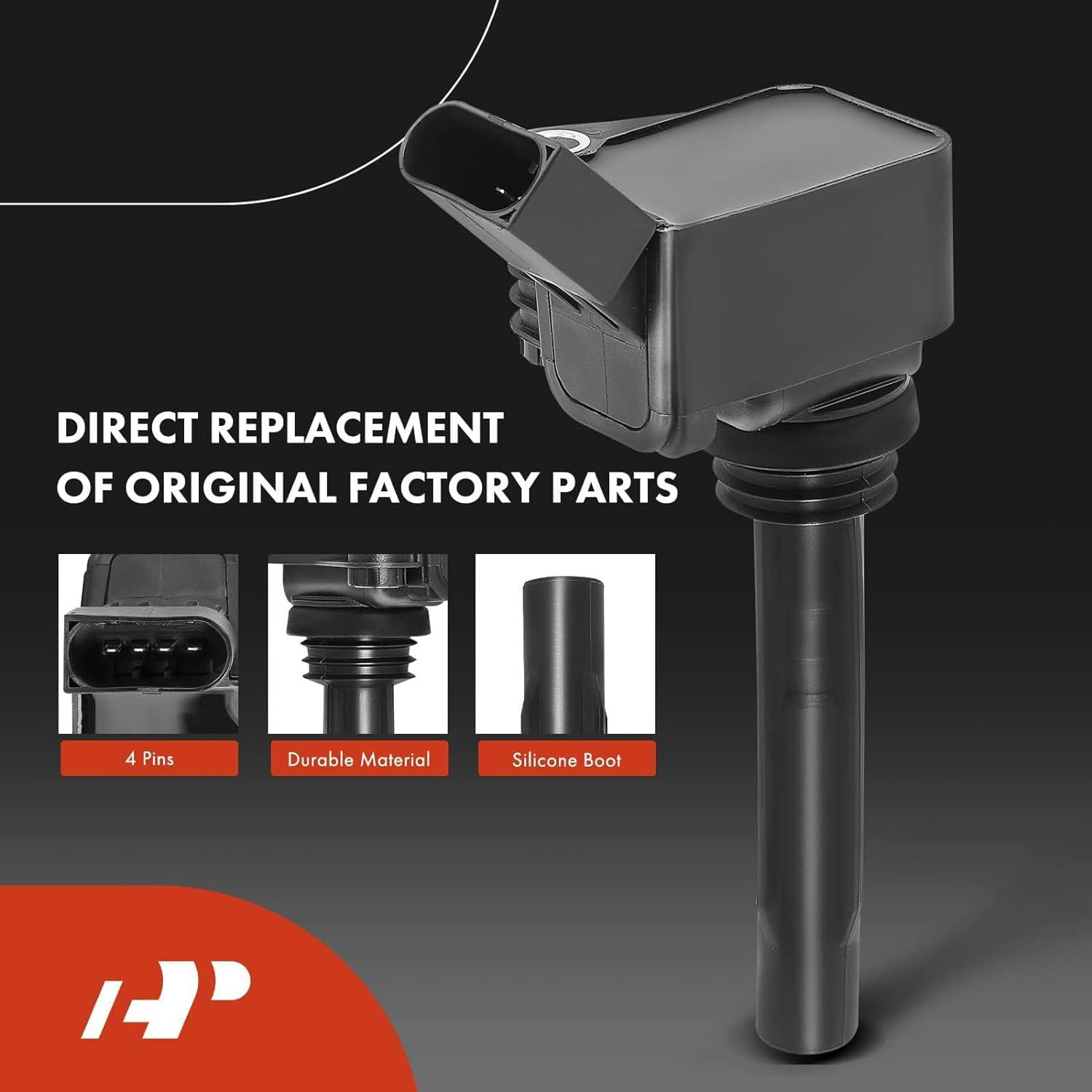A-Premium Set of 4 Ignition Coil Pack and Iridium Spark Plugs Compatible with Volkswagen Jetta 2013/2016-2018 & Audi A3 Sportback e-tron 2016-2018, 1.4L, Replace# NGK95463, 04C905110H