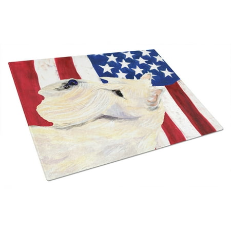 

Caroline s Treasures SS4015LCB USA American Flag with Scottish Terrier Glass Cutting Board Large 12H x 16W multicolor