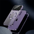 thumbnail image 2 of Dteck Case for iPhone 15,Luxury Metal Case Built-in Anti Peep Tempered Glass Privacy Screen Protector Full Body Protective Compatible Mag Safe Cover,Purple, 2 of 7