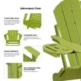 thumbnail image 3 of Folding HDPE Adirondack Chair with 4 in 1 Cup Holder Tray Plastic Adirondack Chairs Weather Resistant Lawn Outdoor Firepit Chairs, Light Green, 3 of 7