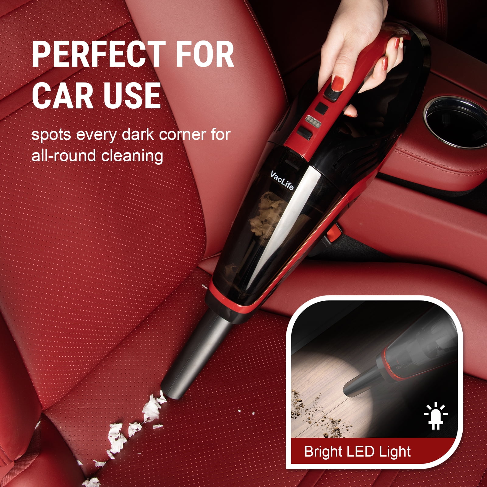 VacLife Cordless Handheld Vacuum, Car Vacuum Cleaner Rechargeable with Motorized Brush, Powerful Stair Vacuum