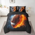 thumbnail image 3 of Manfei 3D Brown Rugby 7-Piece Bedding Comforter Set for Boys, Fire and Water King Bedding Sets, Modern Ball Sports Reversible Bed Sheets, Luxury Bedroom Decor, 3 of 8