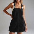 thumbnail image 2 of Vestido mono de pana para mujer: tirantes ajustables, mini, con bolsillos, moda de verano, 2 of 5