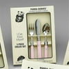 Ginkgo 079914-21915-0 18-10 Stainless Steel Panda-Babies 3 Piece Childs Set- Light Pink