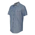 thumbnail image 1 of Burna: camisa de manga corta de Chambray + bolsa de viaje de cinch, light denim xl Burnside Camisa casual, 1 of 1