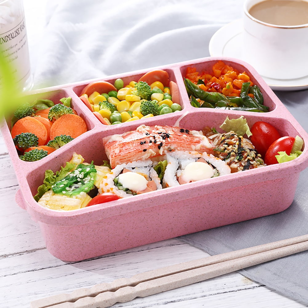 4-Compartment Bento Lunch Box Set, Meal Prep Containers with Airtight Lid, Stackable Food Storage for Kids & Adults, Microwave & Dishwasher Safe, 4 Pack